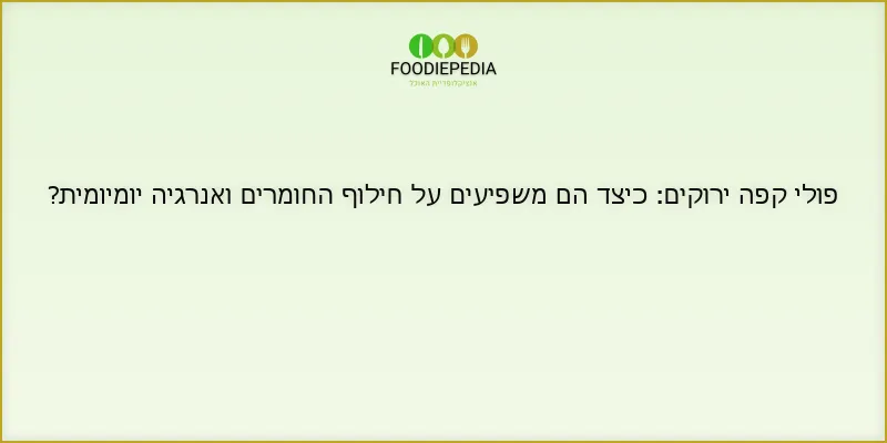 פולי קפה ירוקים: כיצד הם משפיעים על חילוף החומרים ואנרגיה יומיומית?