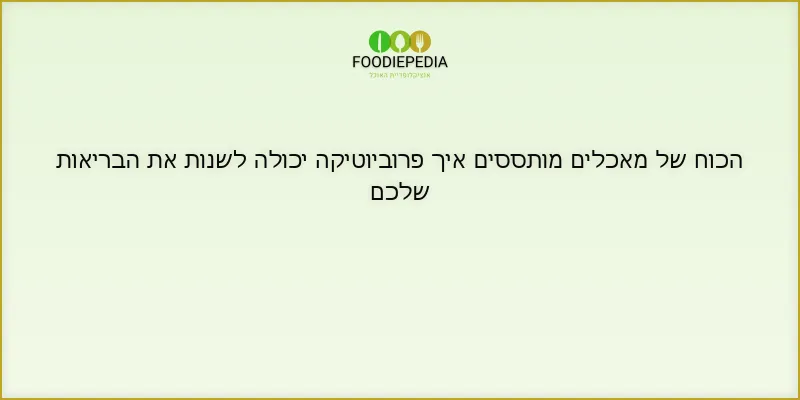 הכוח של מאכלים מותססים איך פרוביוטיקה יכולה לשנות את הבריאות שלכם