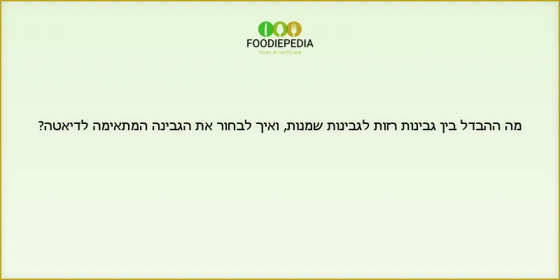 מה ההבדל בין גבינות רזות לגבינות שמנות, ואיך לבחור את הגבינה המתאימה לדיאטה?