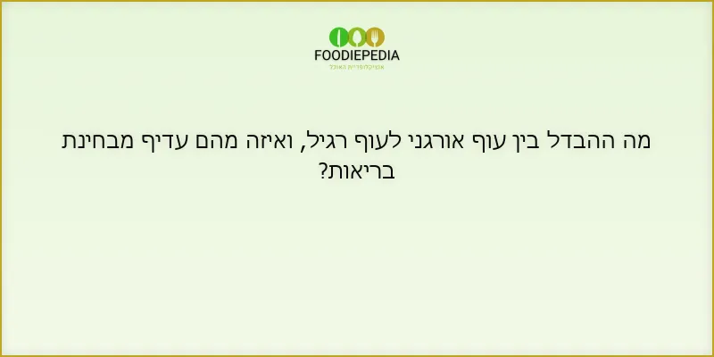 מה ההבדל בין עוף אורגני לעוף רגיל, ואיזה מהם עדיף מבחינת בריאות?